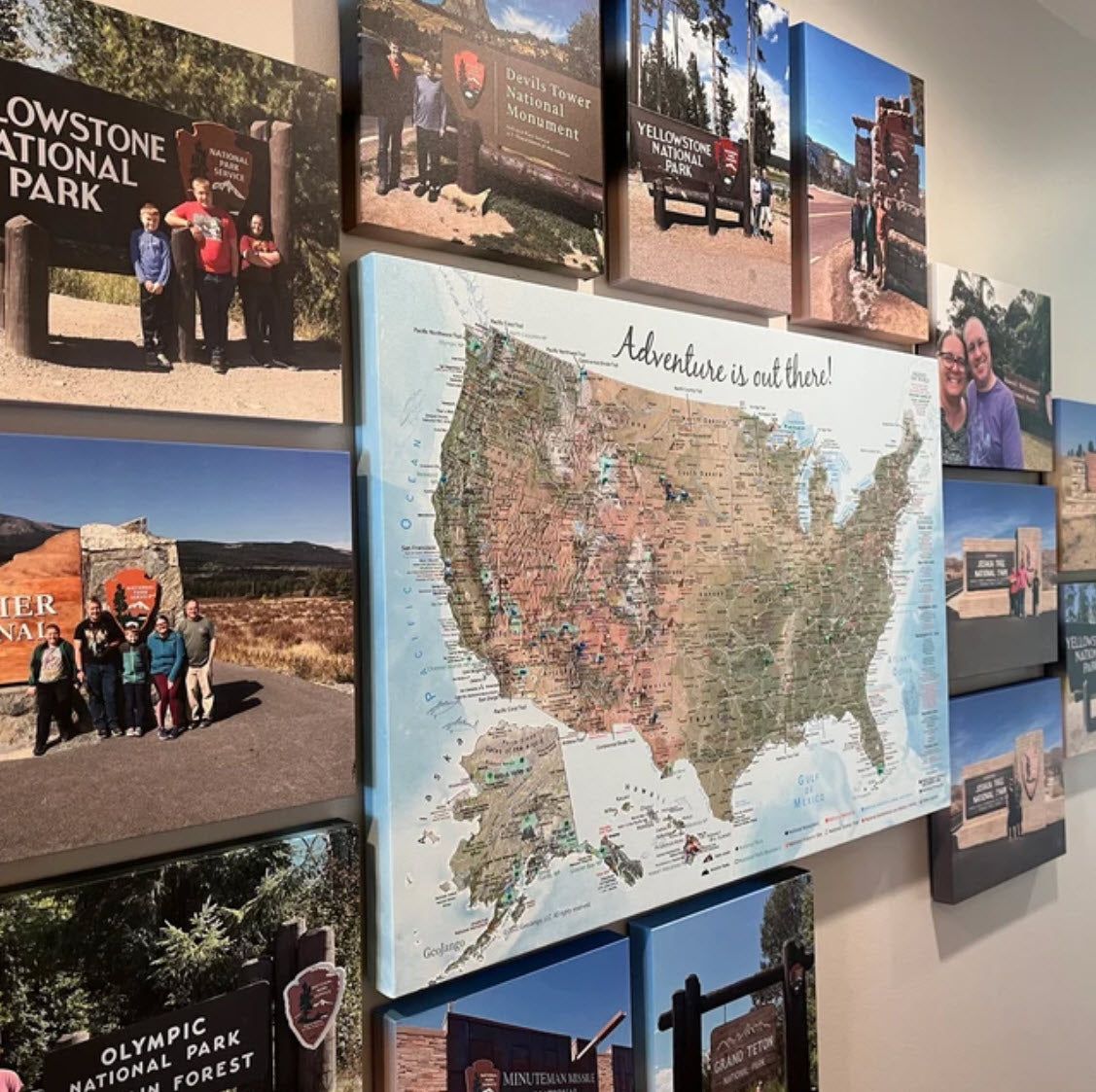 USA Terrain National Parks push pin map surround by park art