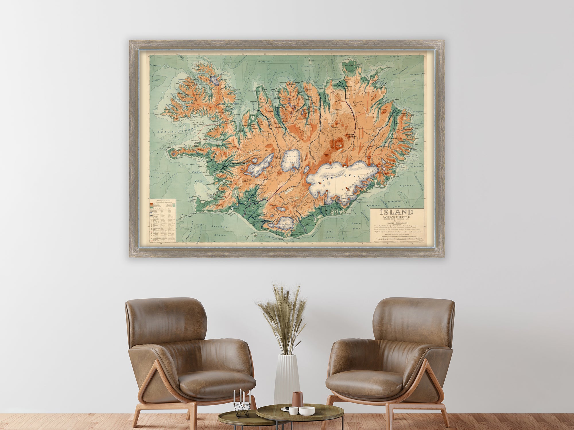 historical map of iceland green