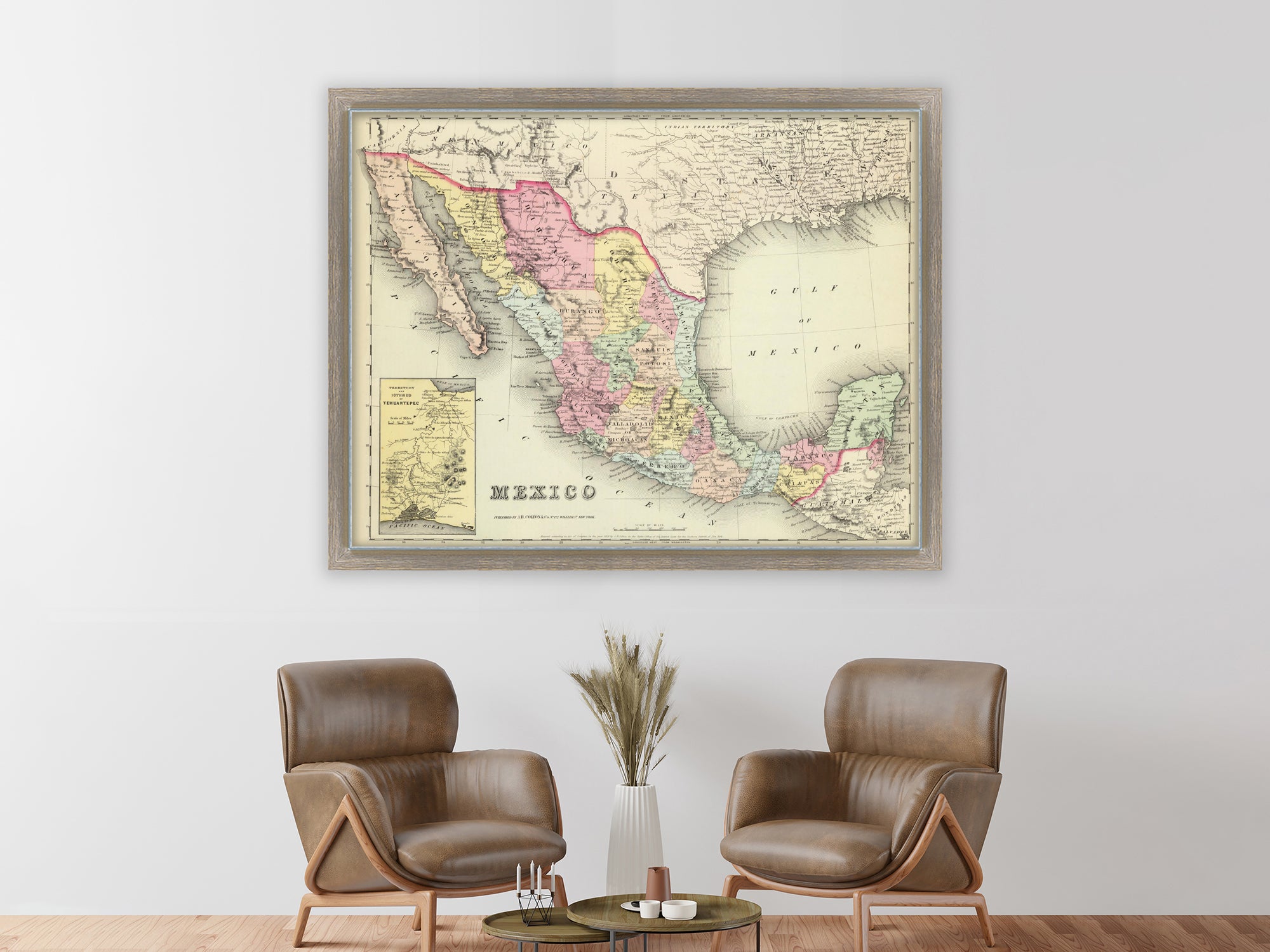 large wall map of Mexico historical