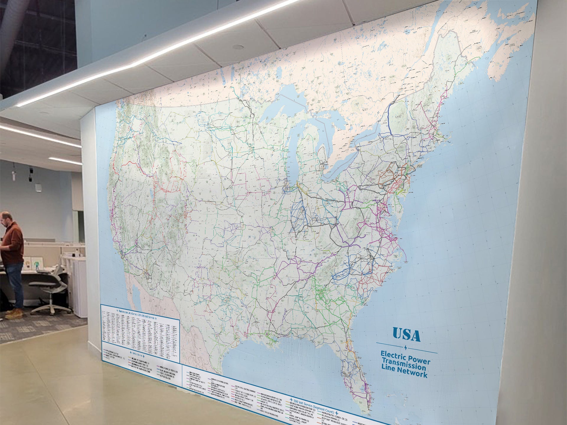 Electric Power Transmission Grid Map and Power Plants in the USA ...