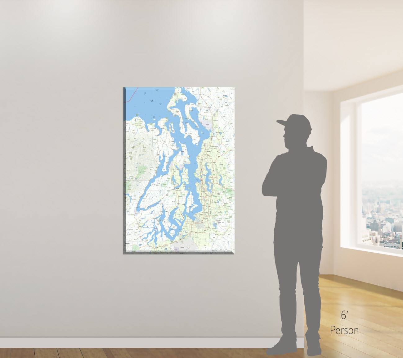 map of puget sound wa push pin