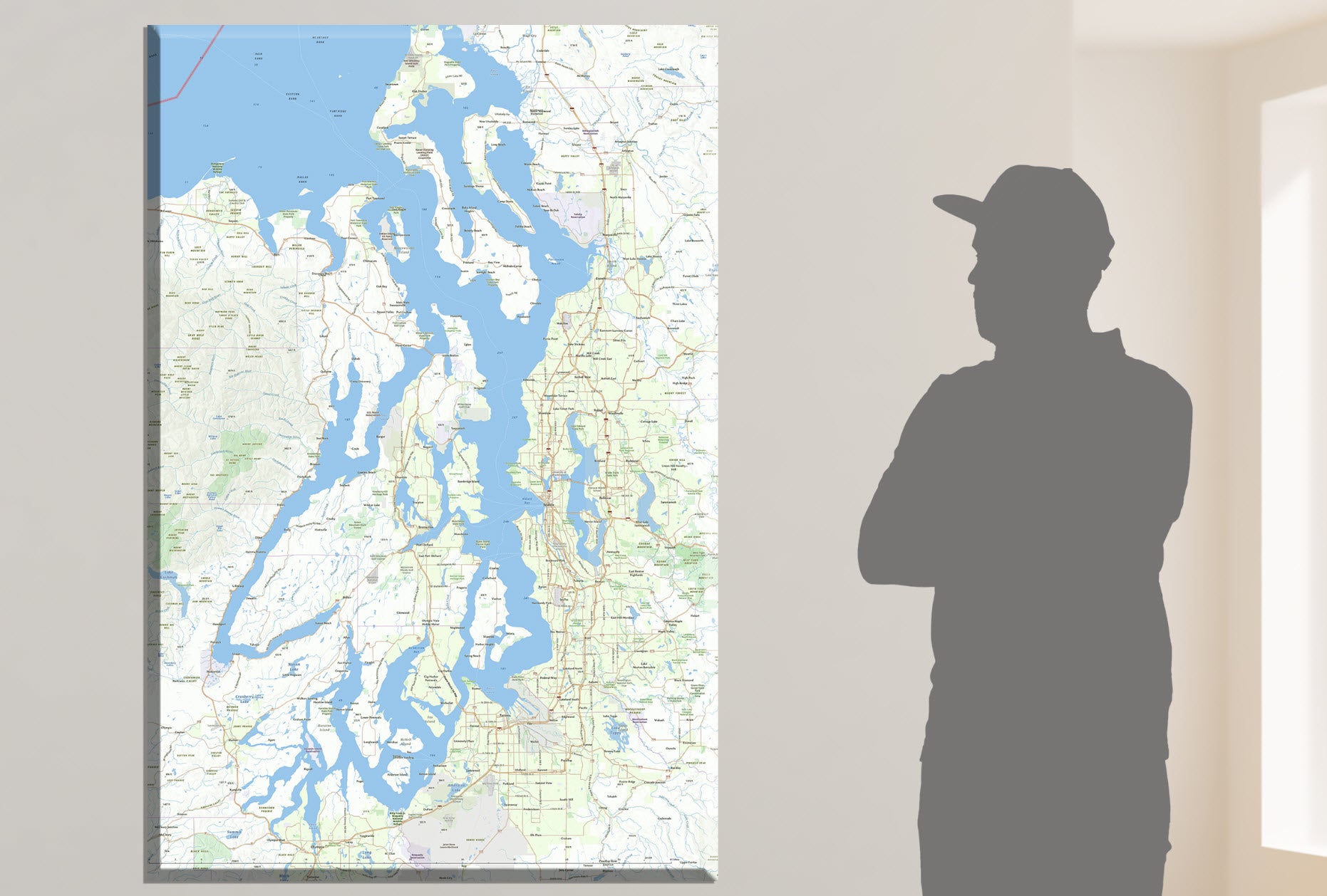 map of puget sound wa push pin