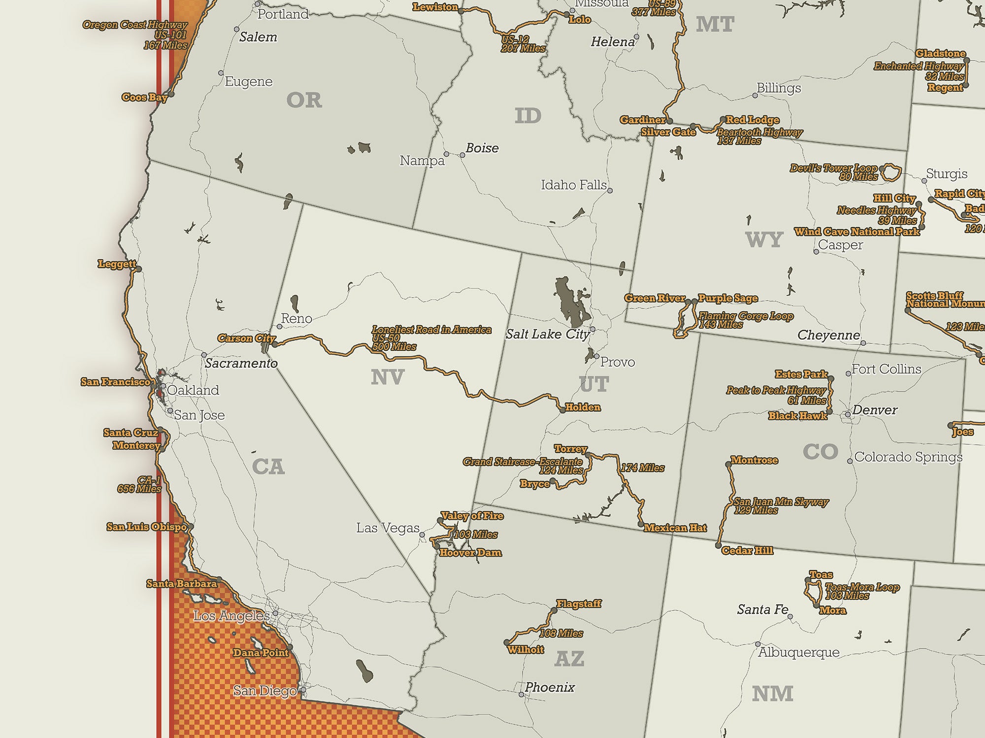Top 50 USA Motorcycle Road Trips Map – GeoJango Maps