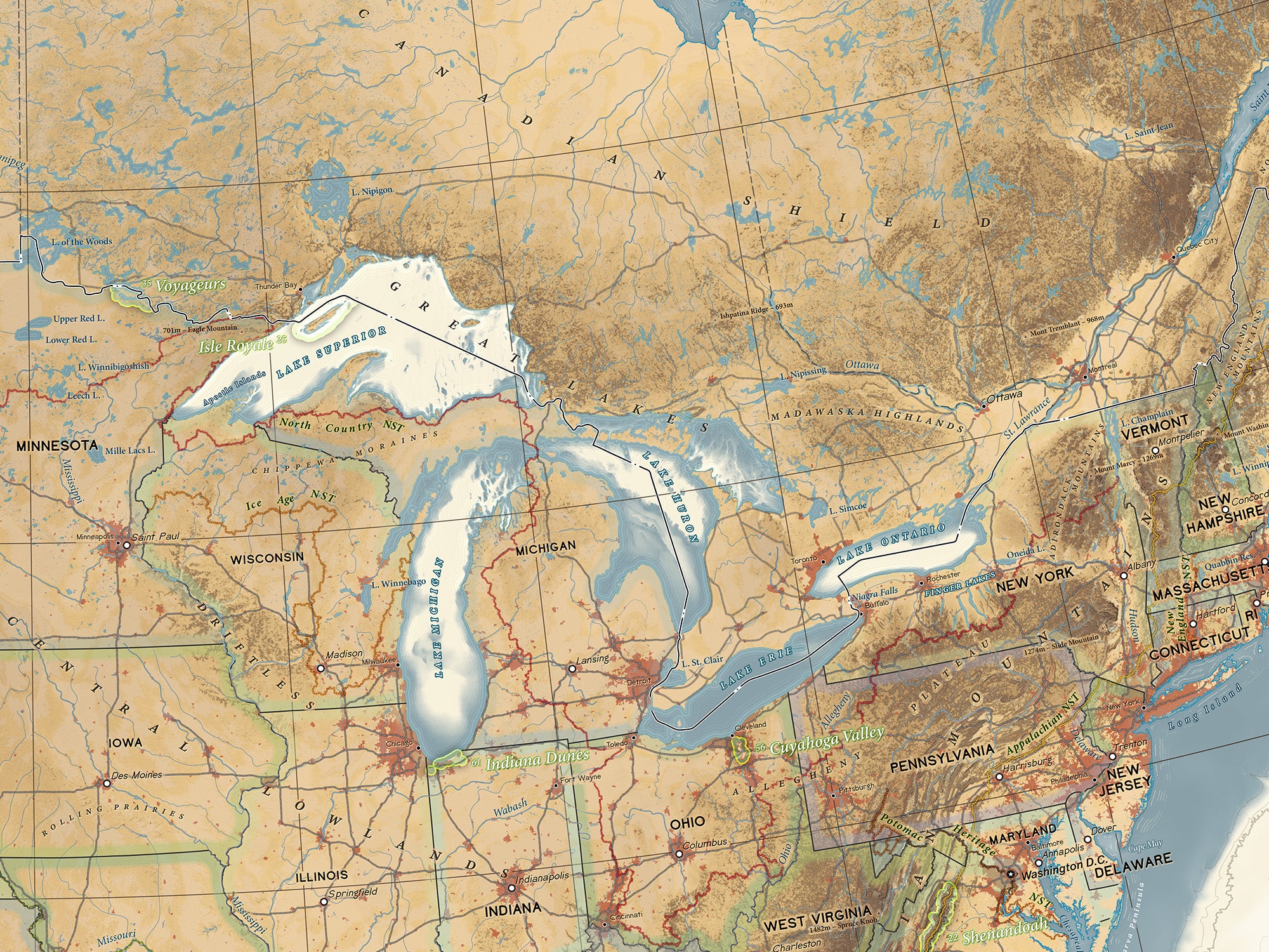 map of the great lakes names