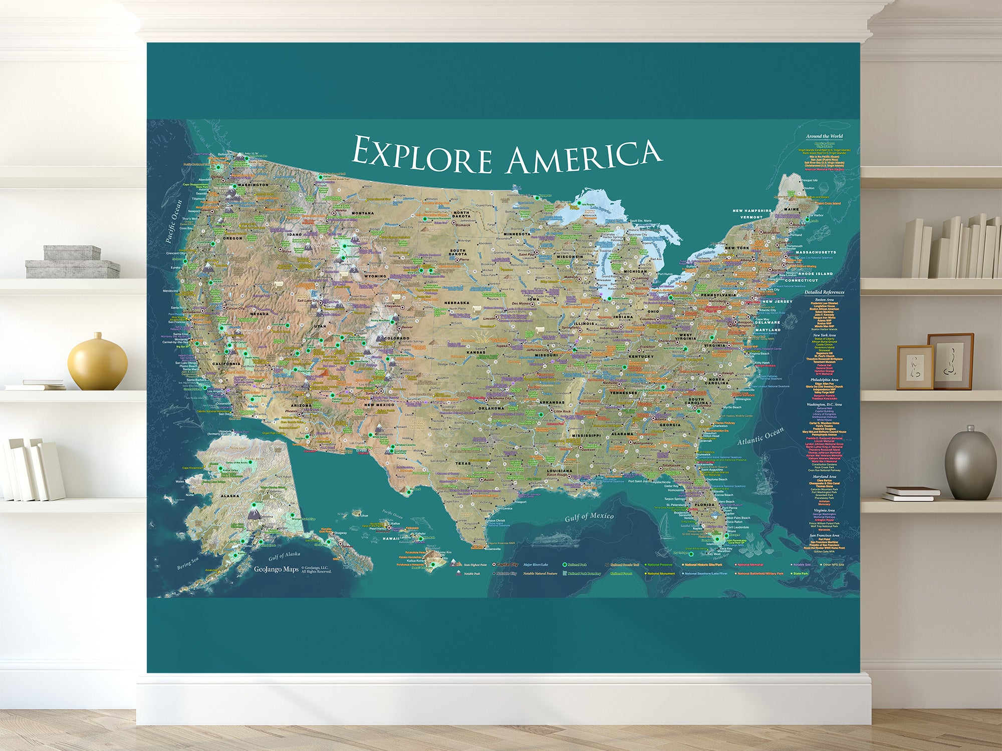 large physical map of the USA