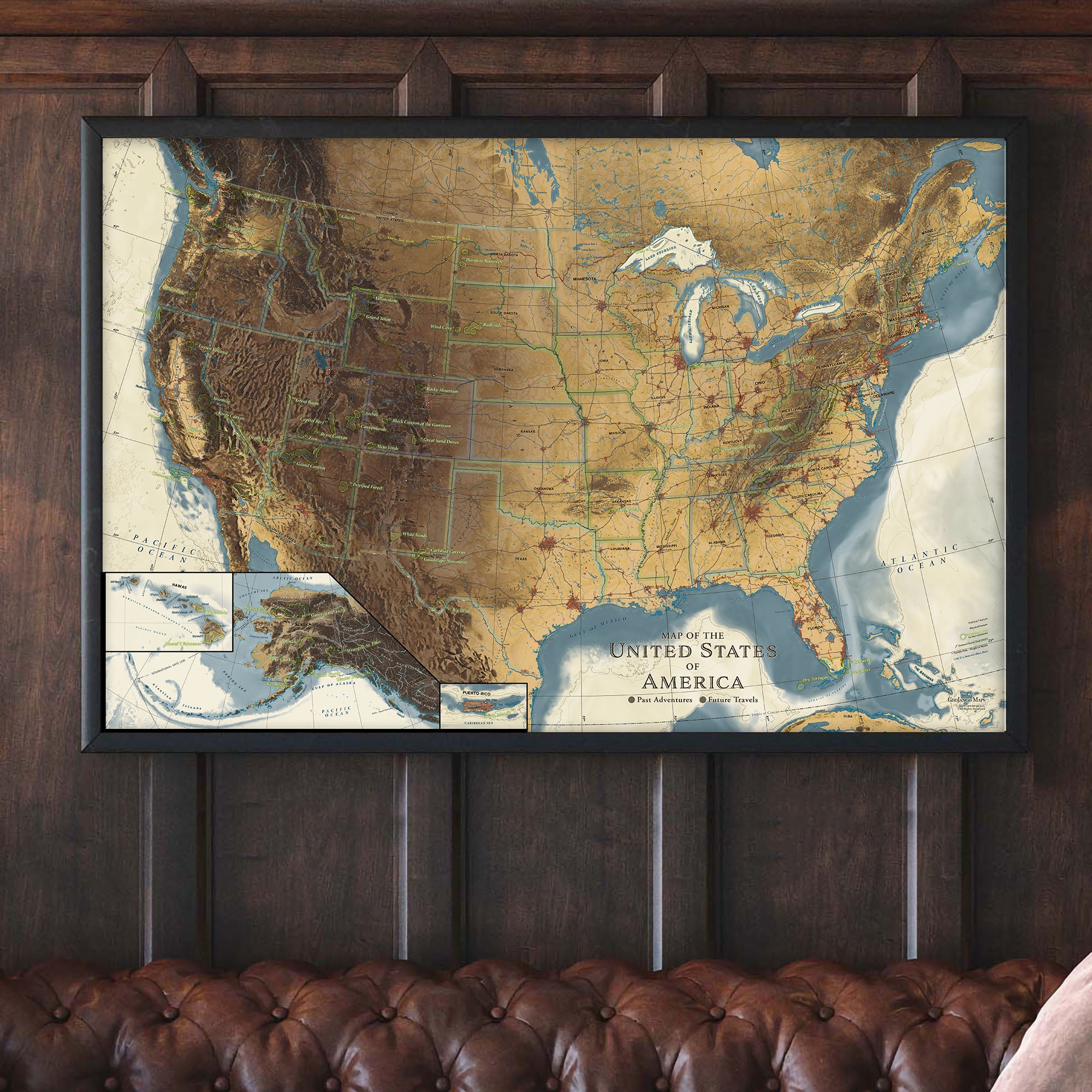 large usa map wall