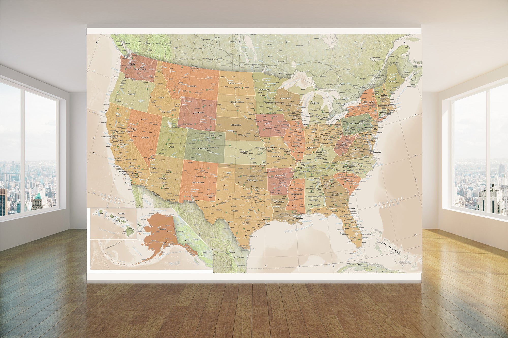 usa wall map