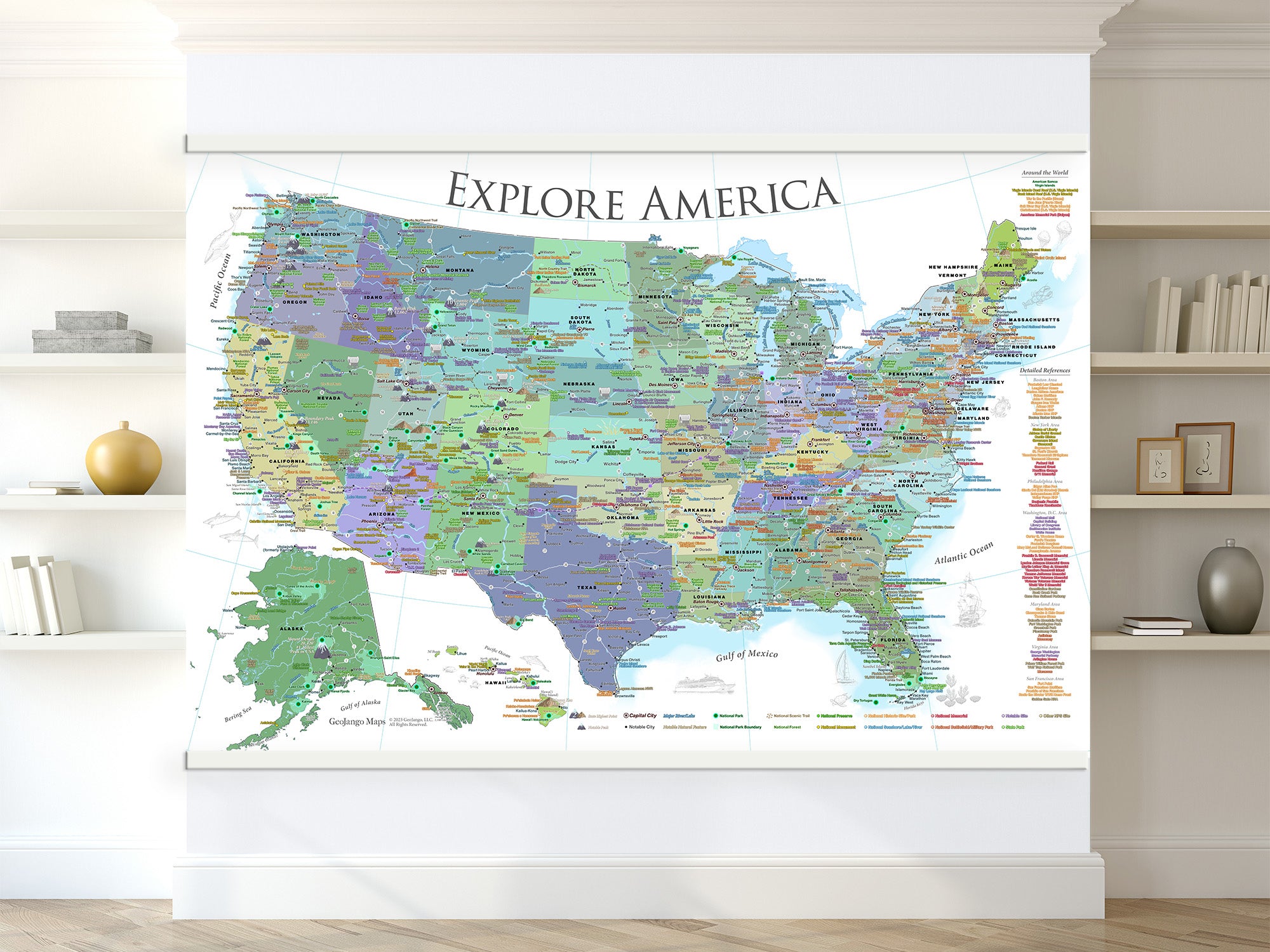 national parks map wall art