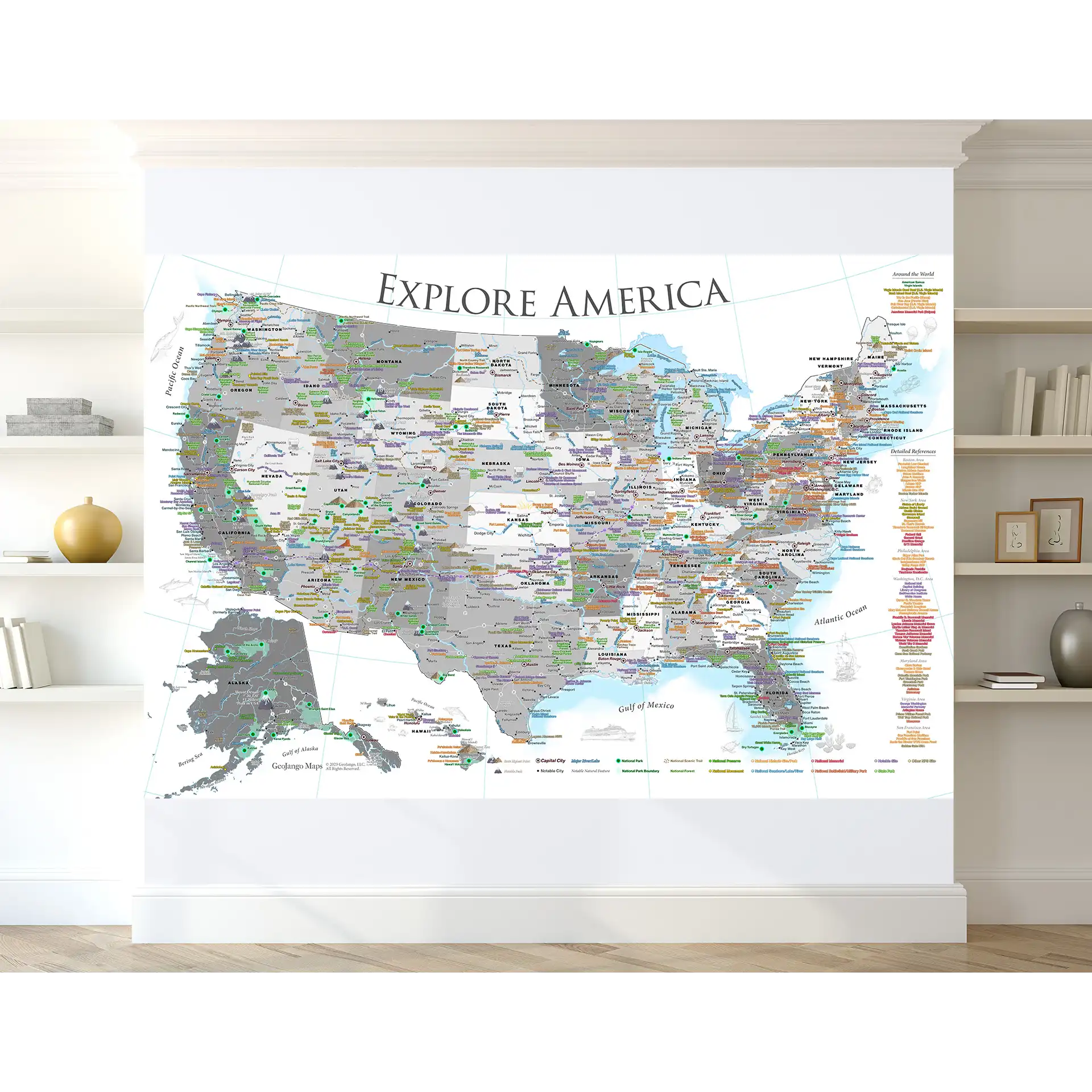 pull down map of the united states