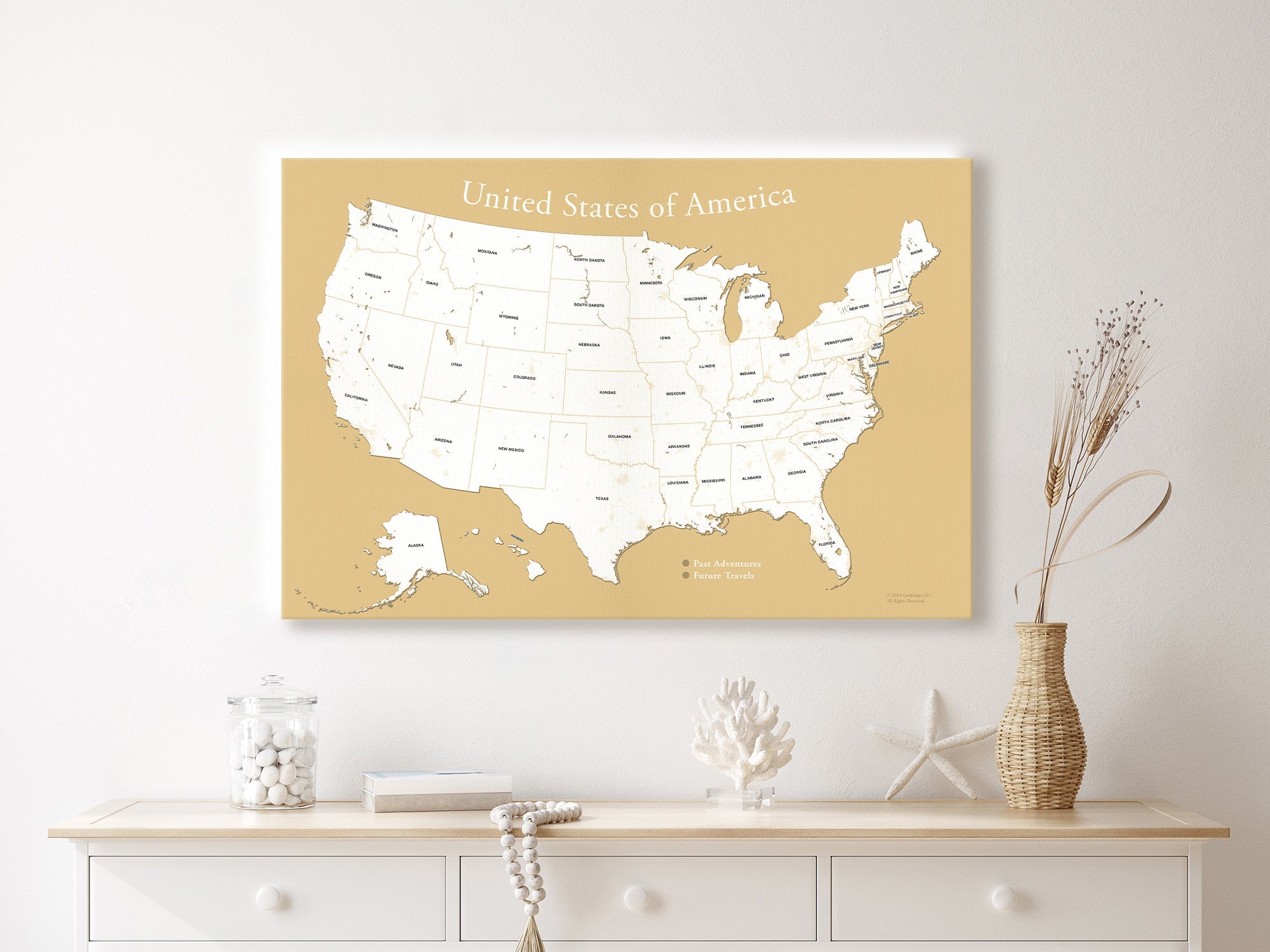 US 50 states map Yellow