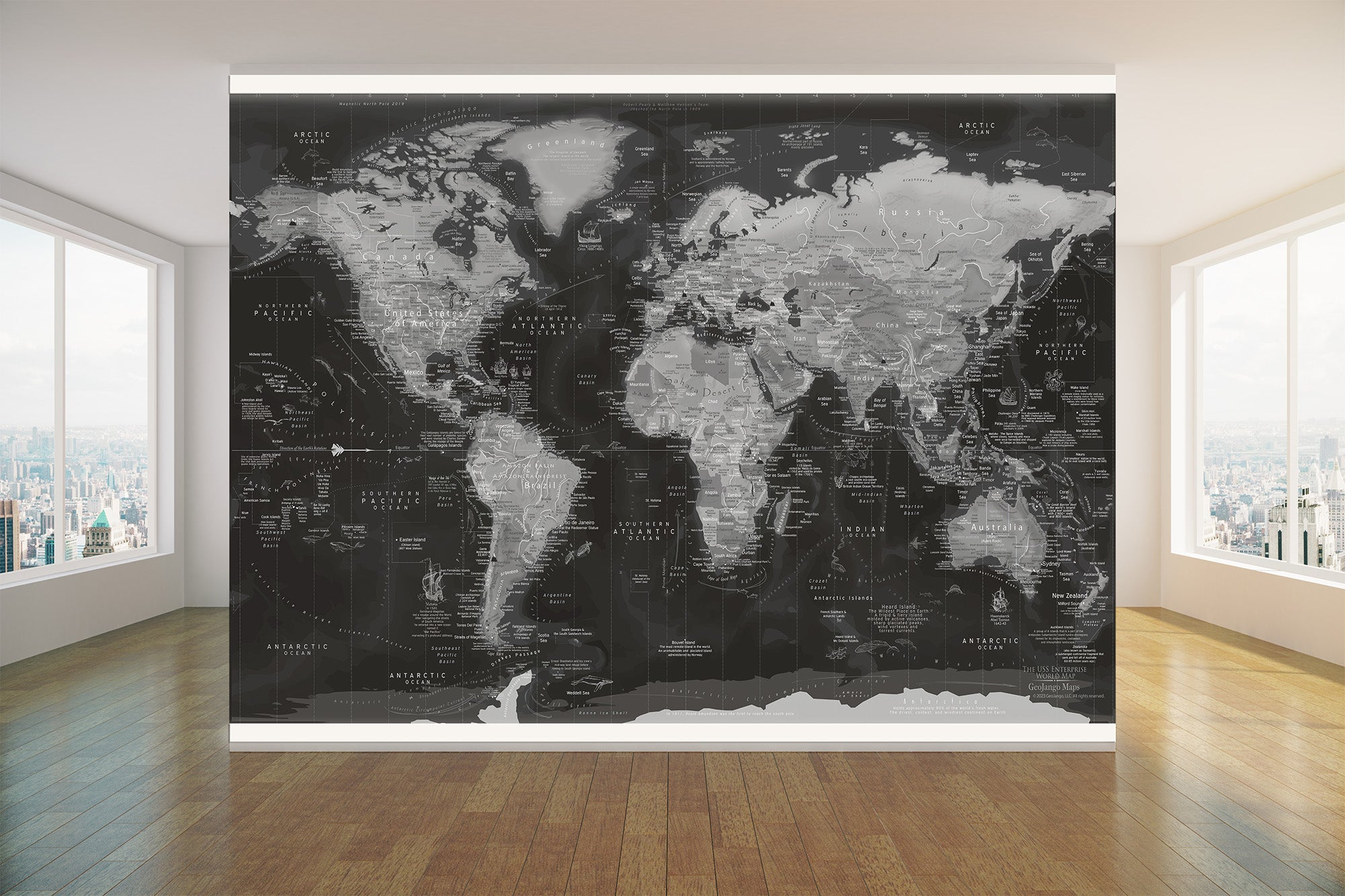 global map wall art