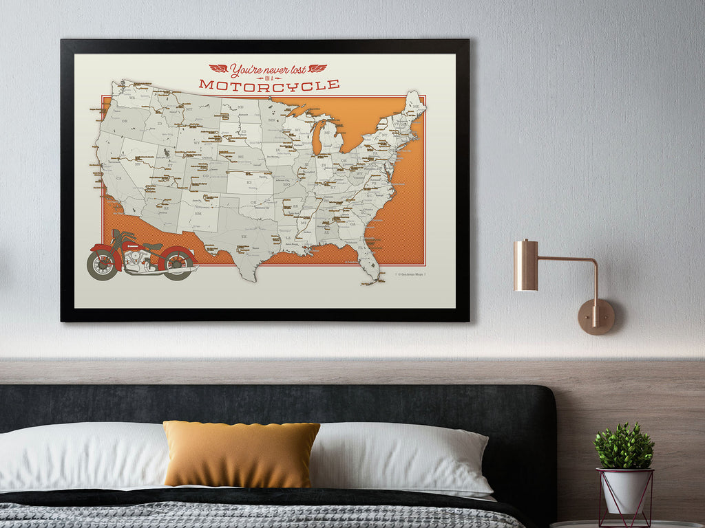 Motorcycle Map Rolodex Top 50 USA Motorcycle Road Trips Map – GeoJango Maps