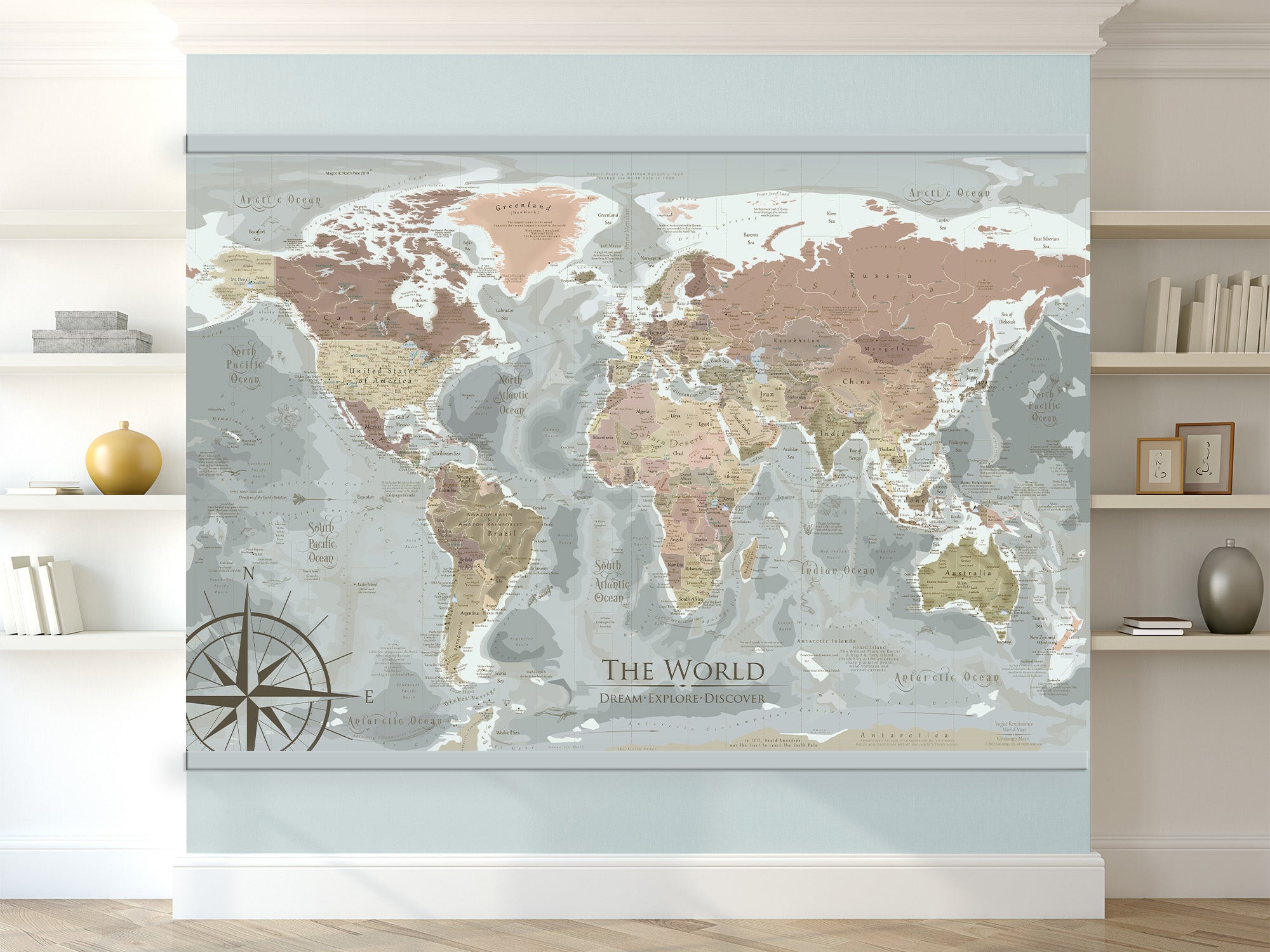 world map canvas painting