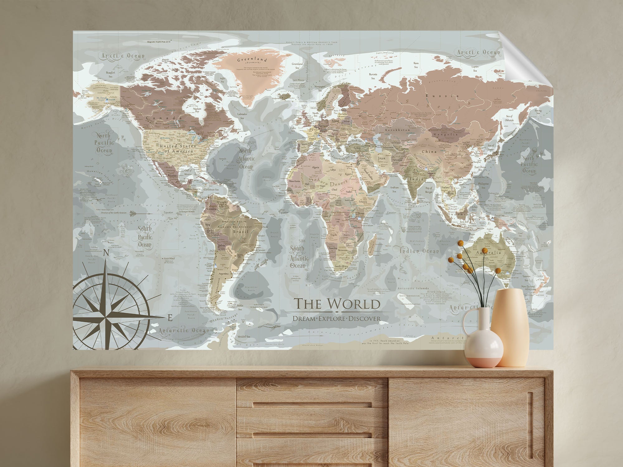 world map canvas painting