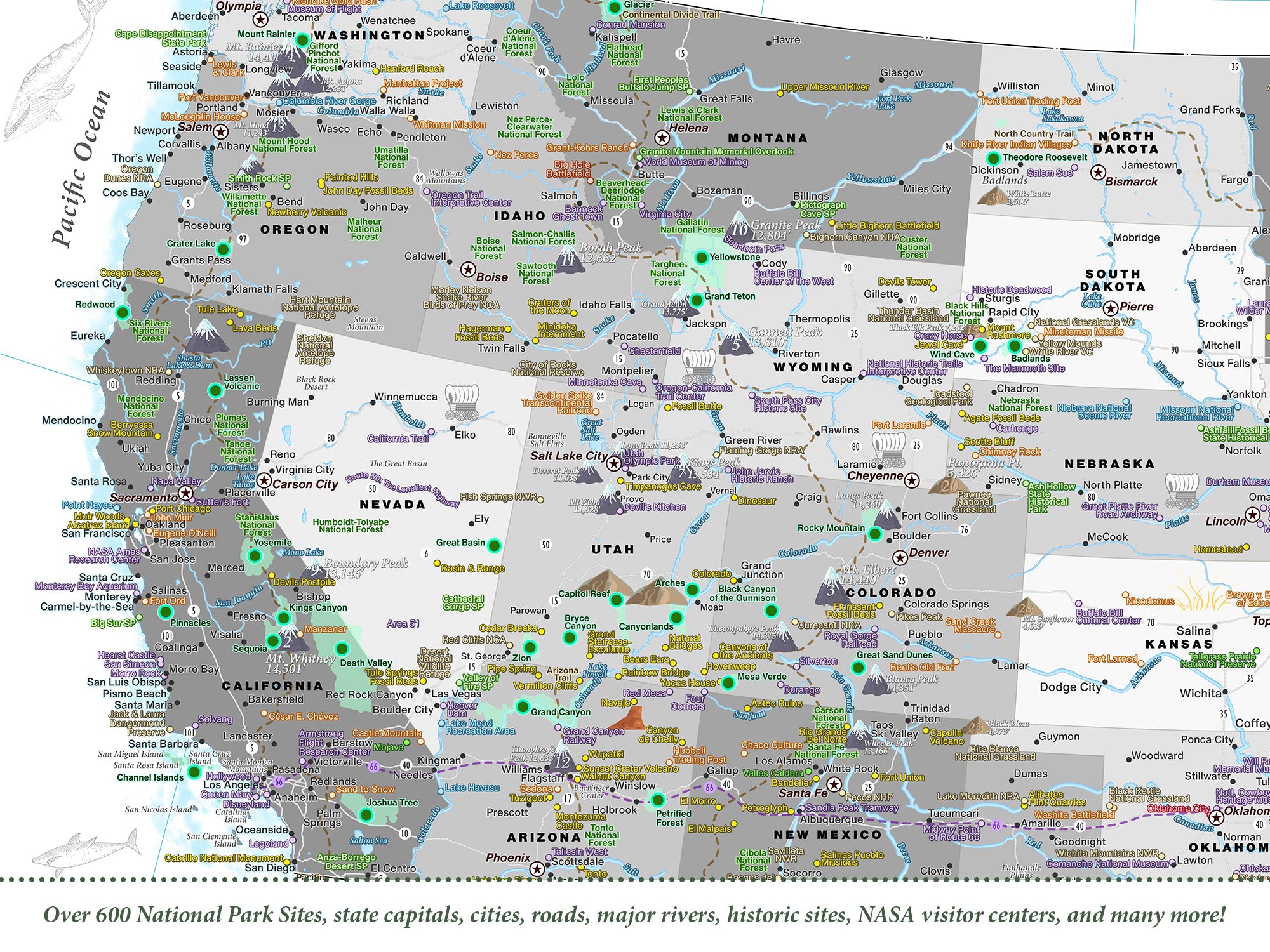 laminated national parks map