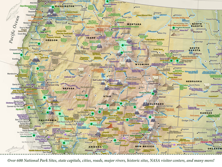 Nautilus USA Map - National Parks Push Pin Travel Map – GeoJango Maps