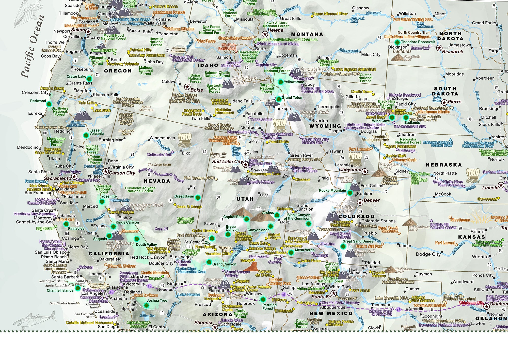 map includes over 600 national parks sites