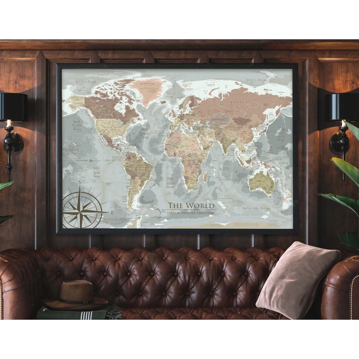 Vintage World Push Pin Travel Map - Classic – GeoJango Maps