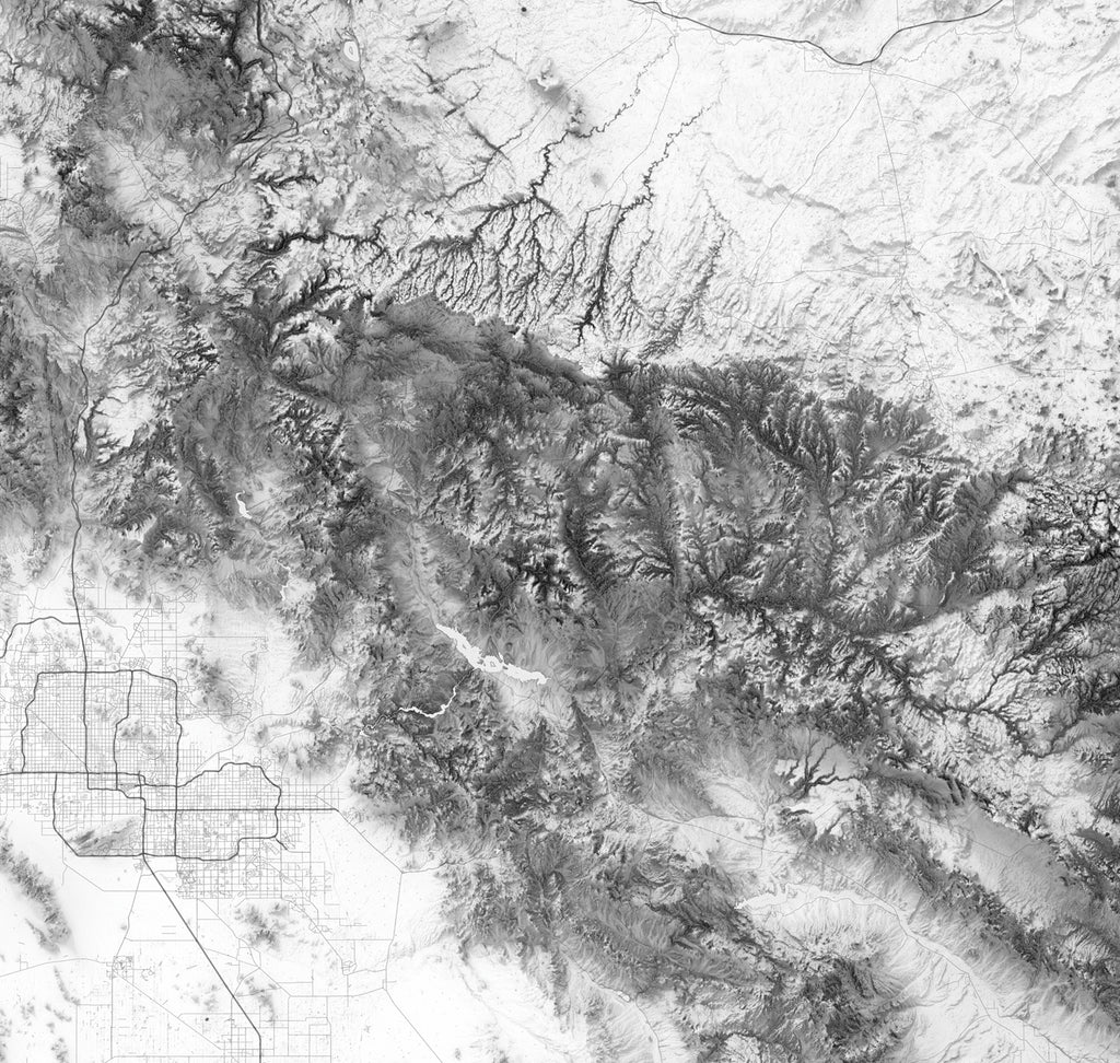 Phoenix Mountain Ranges in shaded relief