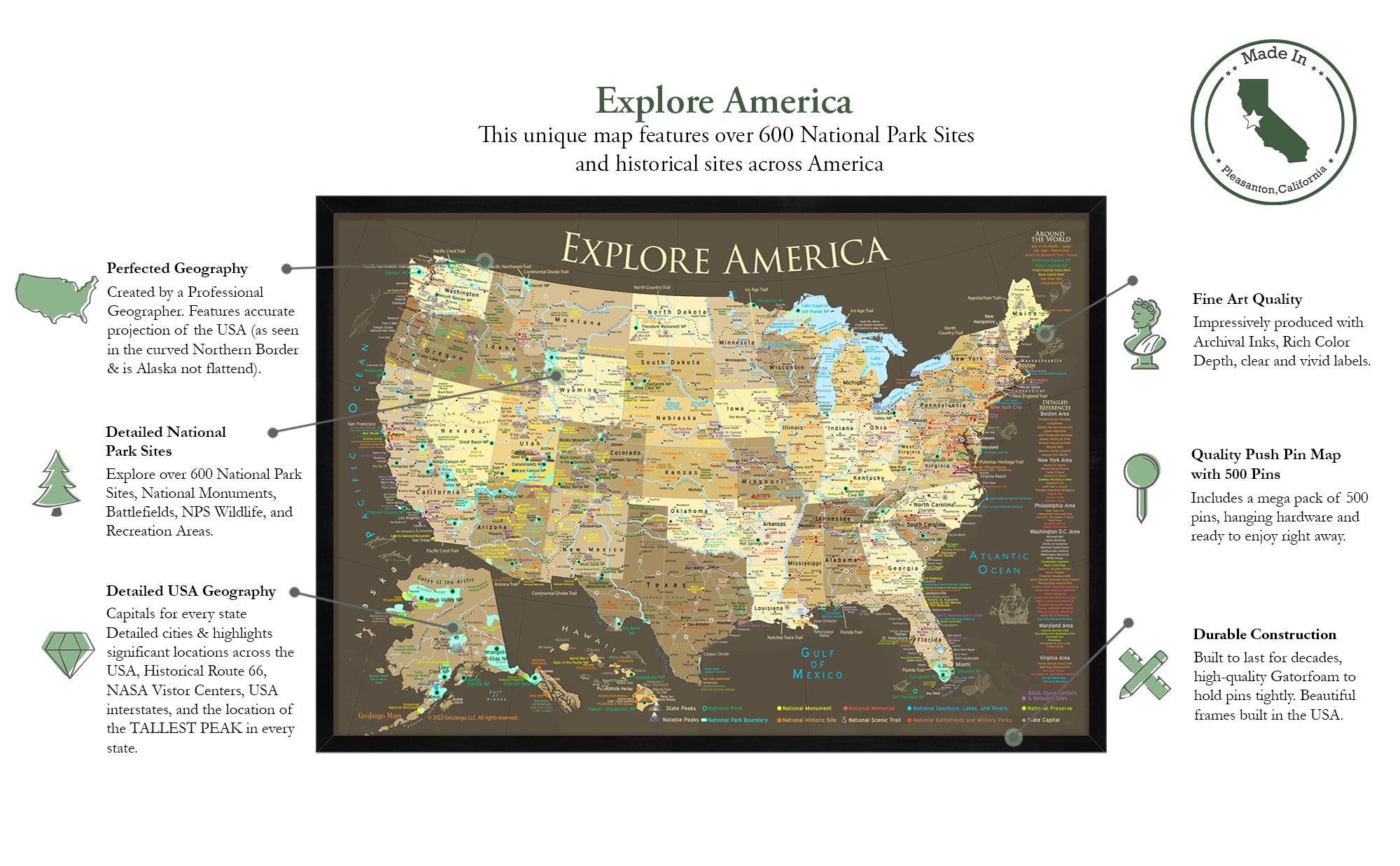 Detailed USA Map with National Parks