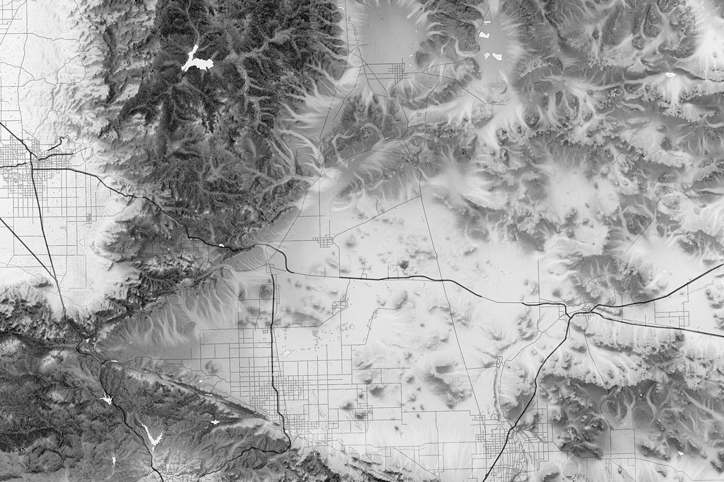 Detailed shaded relief of california deserts