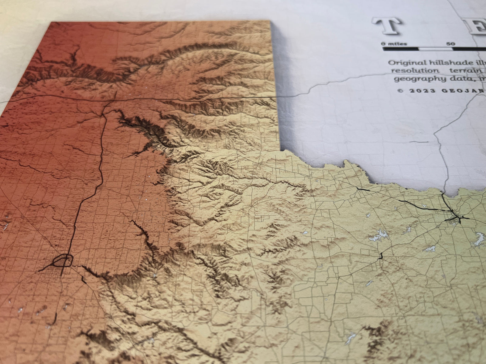Texas Relief Map - Topographic Elevation Map with Shaded Relief ...