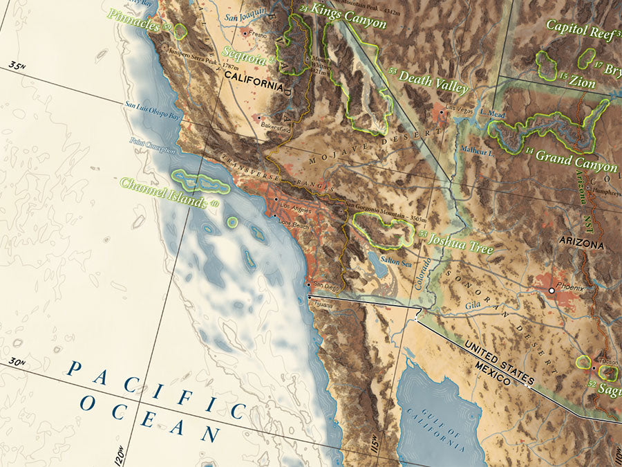detailed map of the us for wall