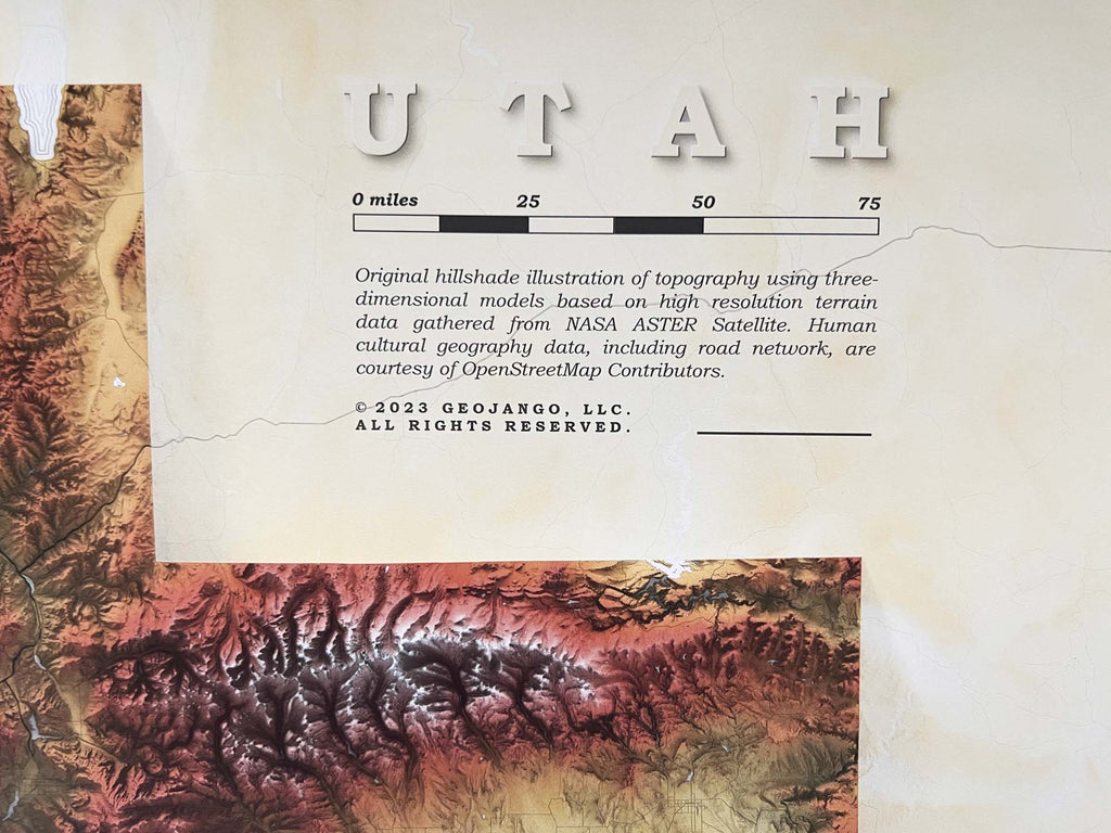 Elavation Map Example Elevation Map of Utah, Topographic Wall Art – GeoJango Maps