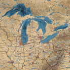 Pin Map Details of the Great Lakes with Bathymetry