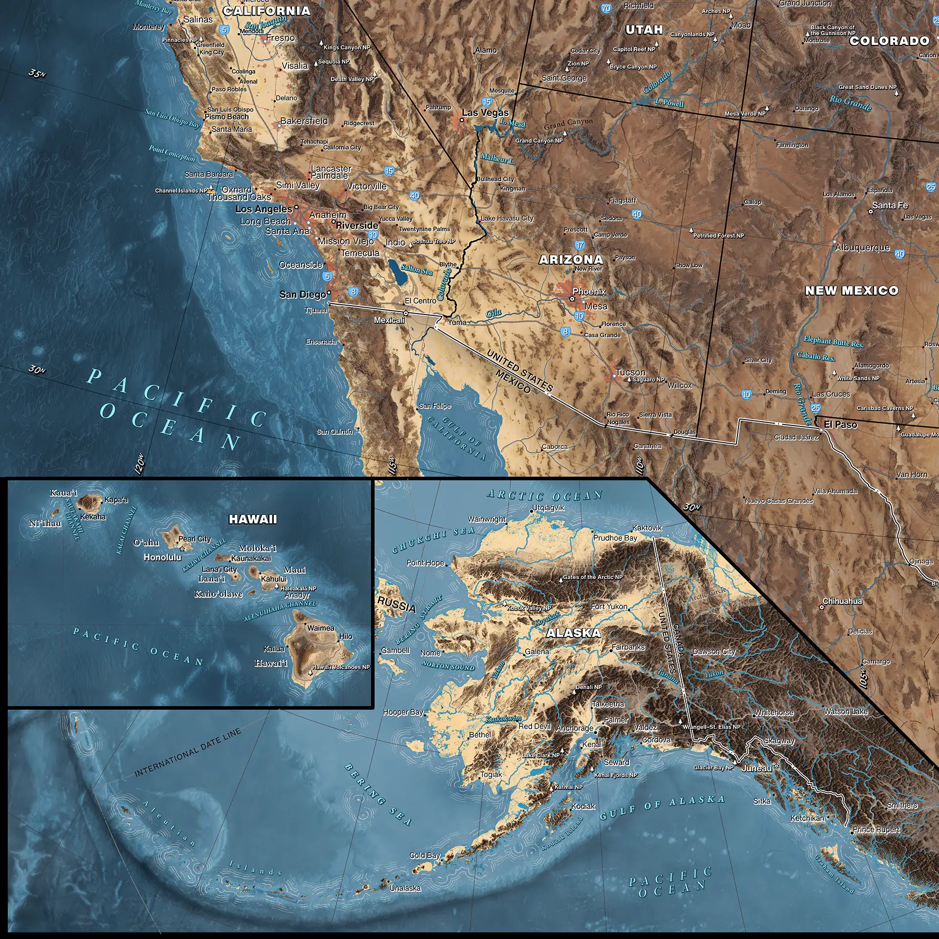 map of the united states labeled