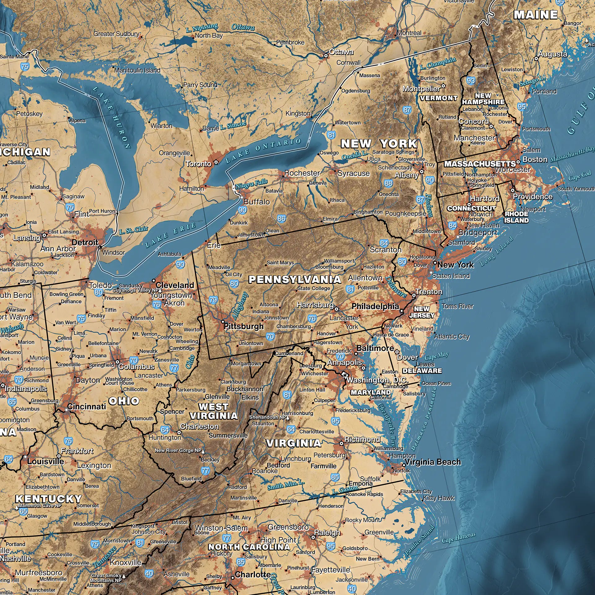 map of the northeast united states