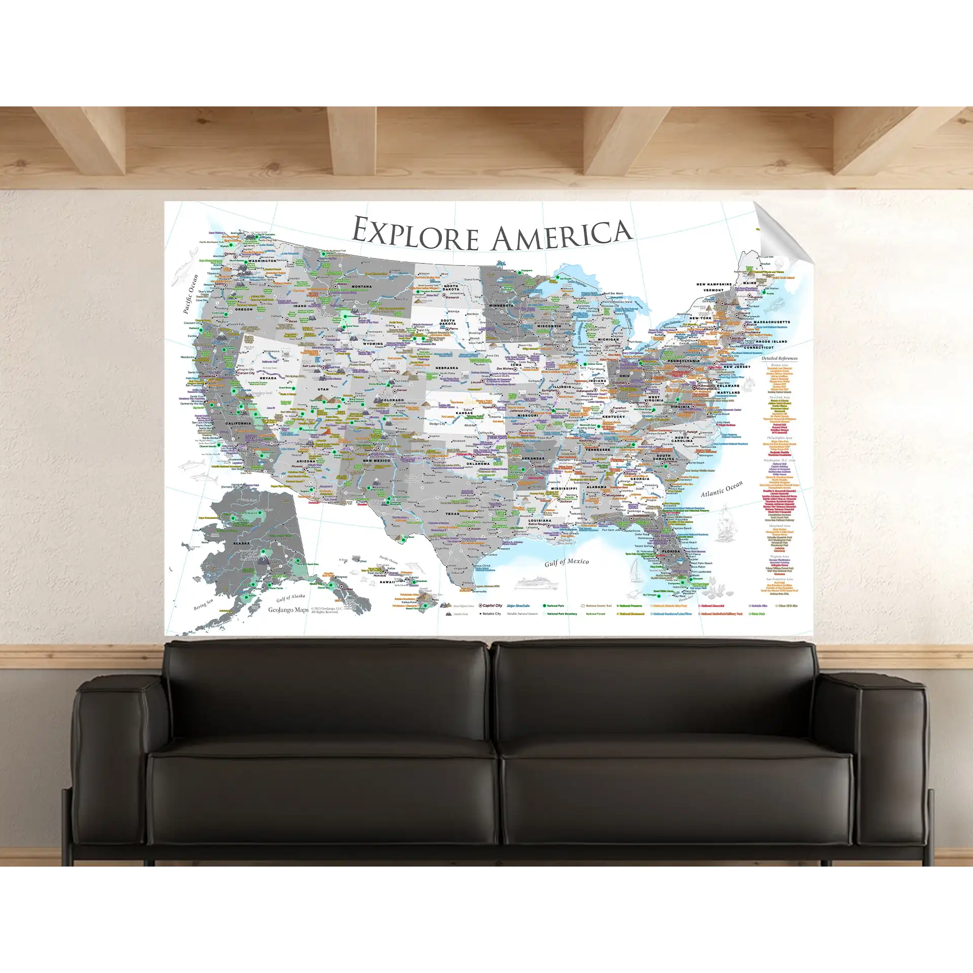 large map of the us laminated