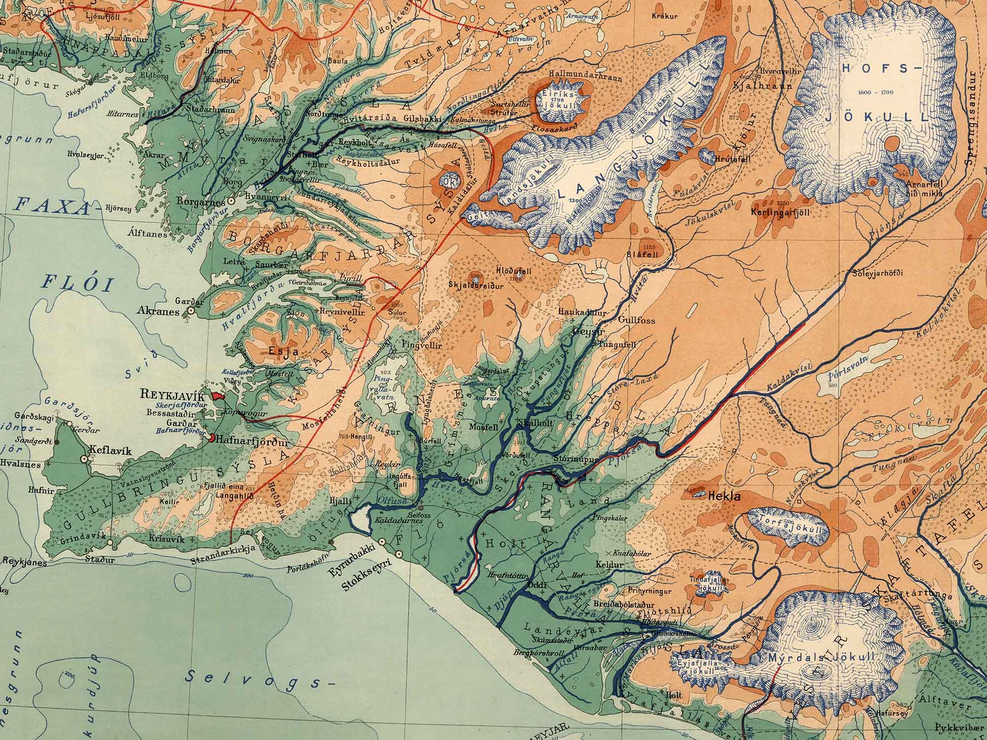 reykjavik on a map of iceland