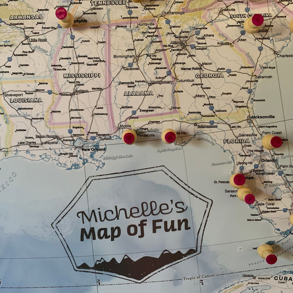 travellers world map USA Travel Map with Pins personalized for Michelle