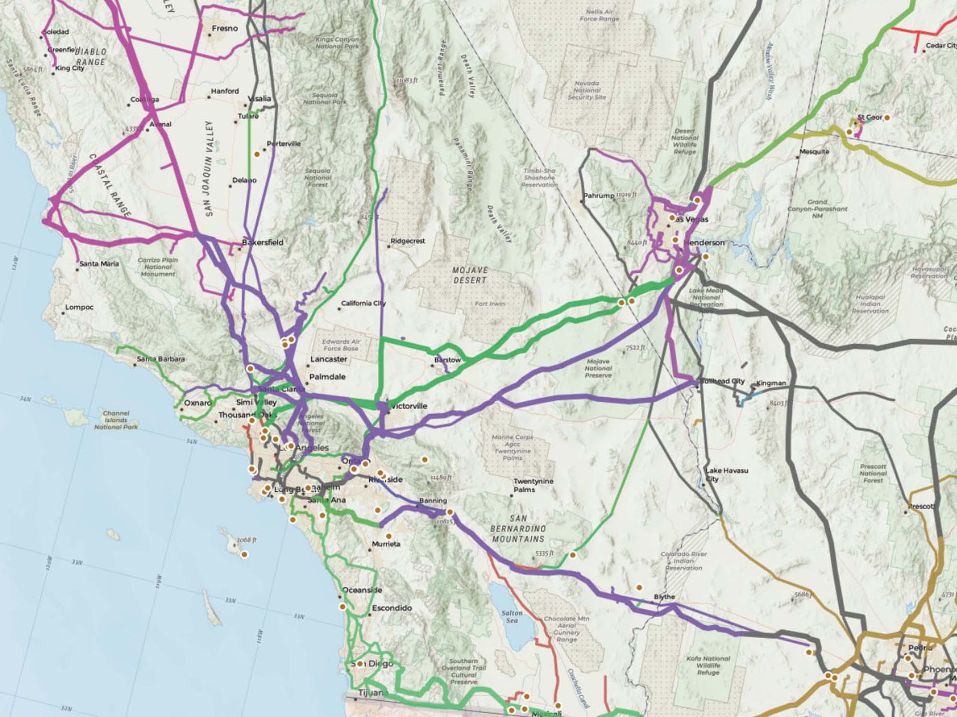 Electric Power Transmission Grid Map and Power Plants in the USA ...