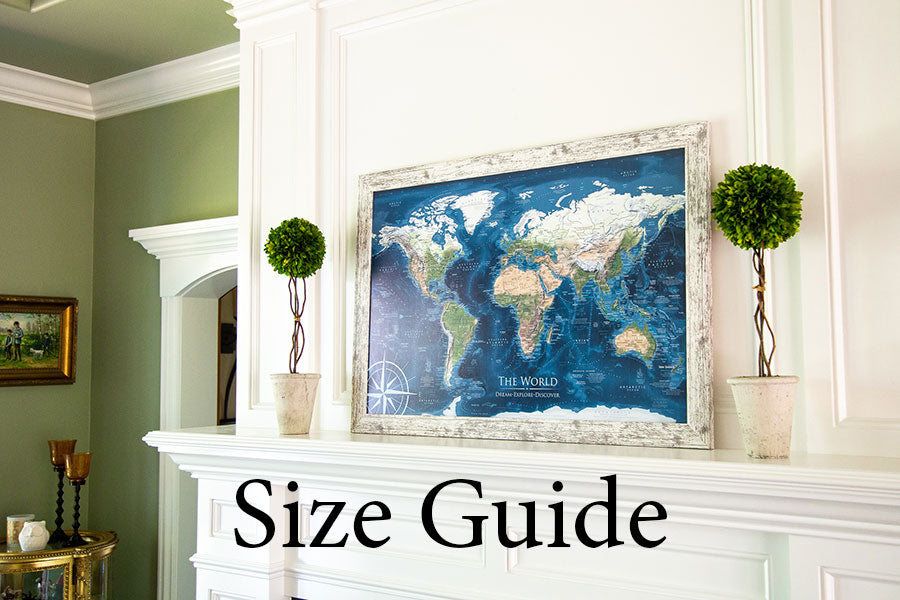 travellers world map Blue World Travel Map on a mantle