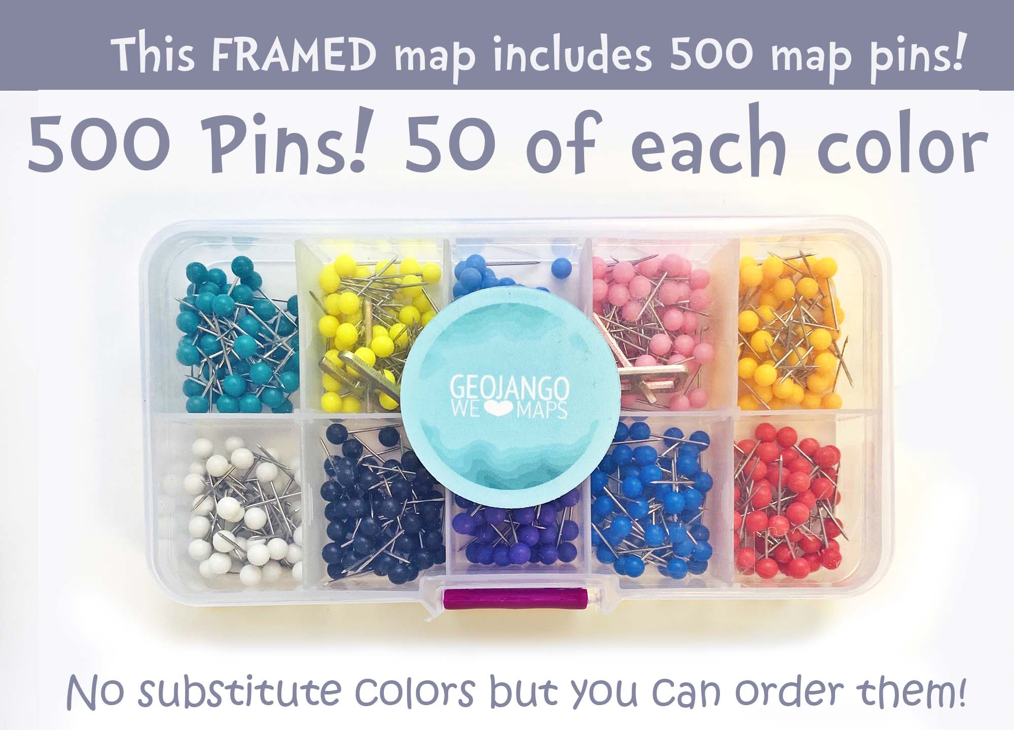 case of map pins