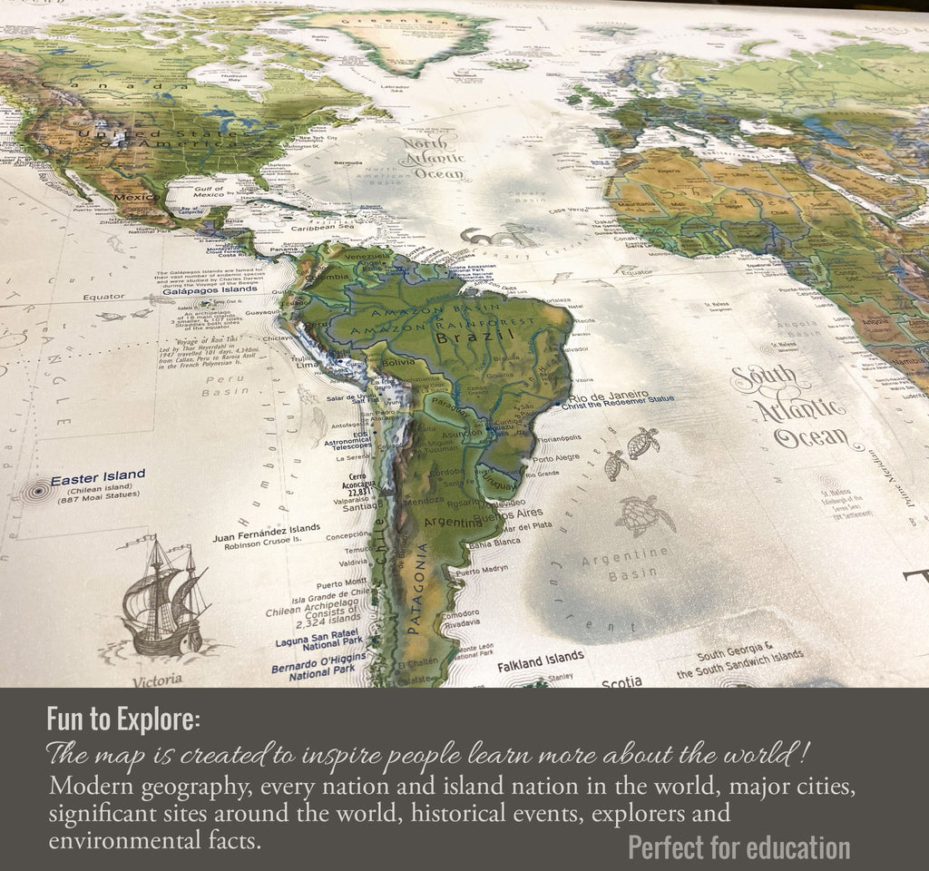 world map canvas wrap