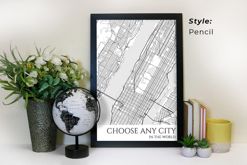 City Map Frame Framed City Street Map - Select Your City – GeoJango Maps