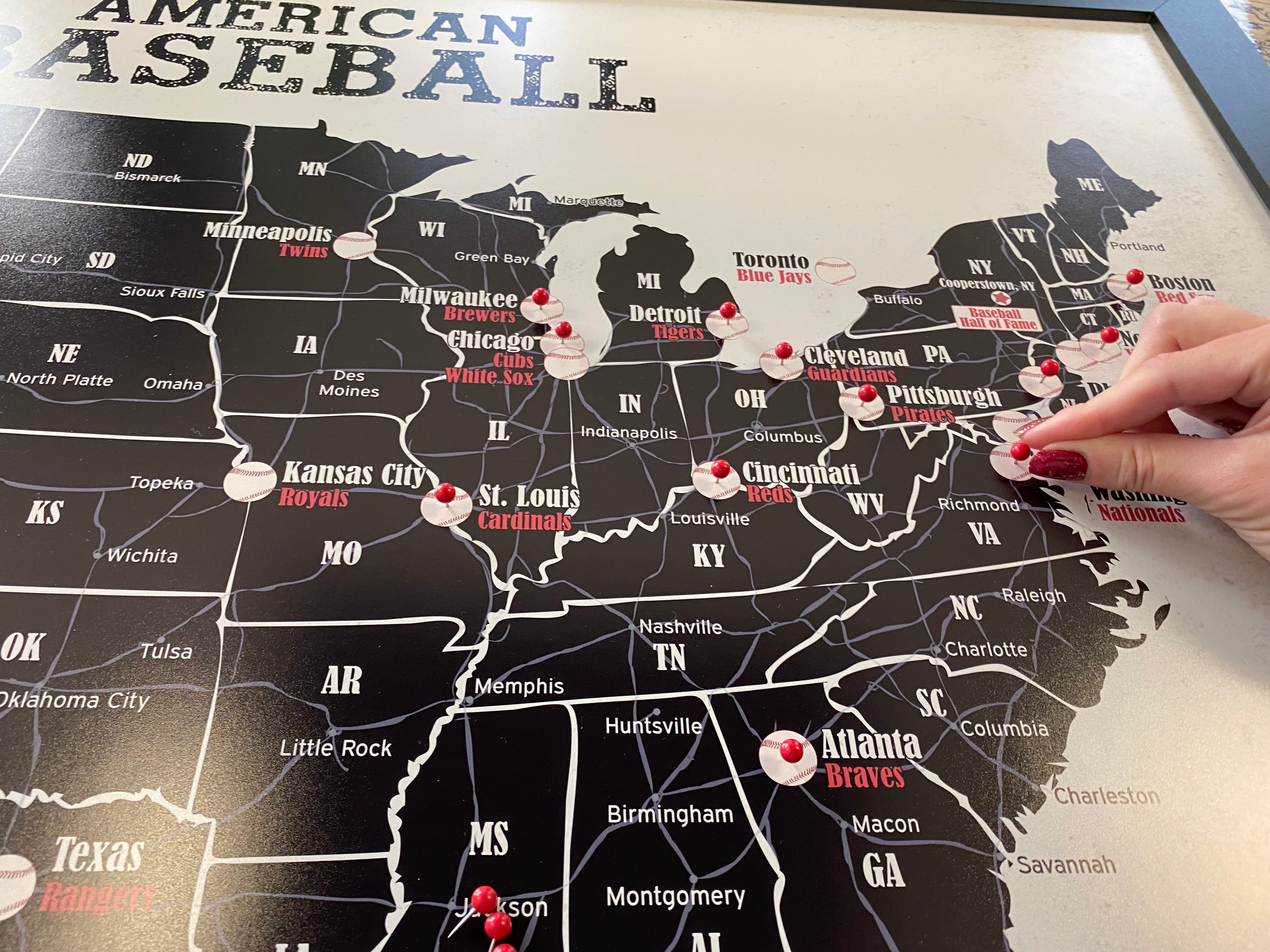 MLB Teams Map - Baseball Stadium Wall Art