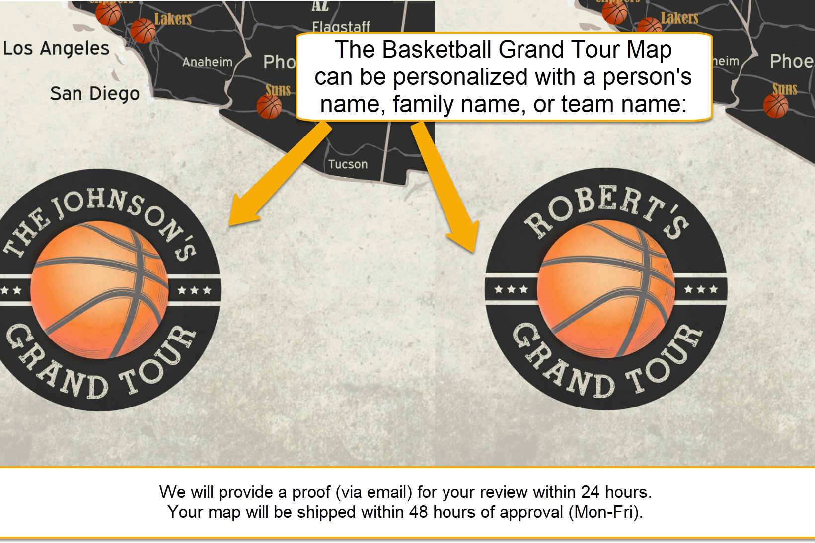 custom personalized basketball map