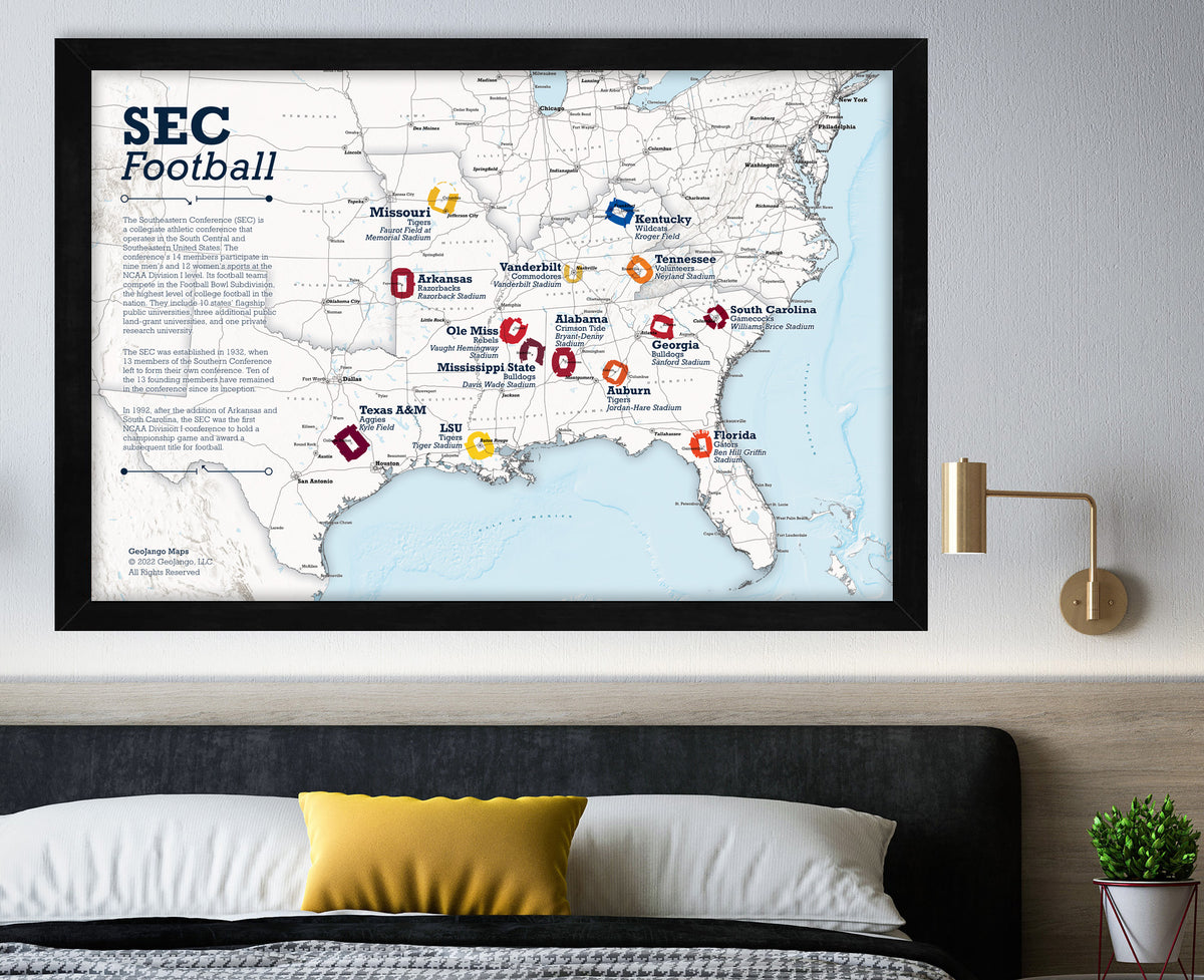 Sec Map SEC College Football Stadium Map – GeoJango Maps