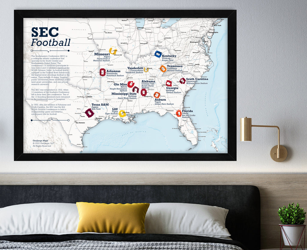 SEC College Football Stadium Map 