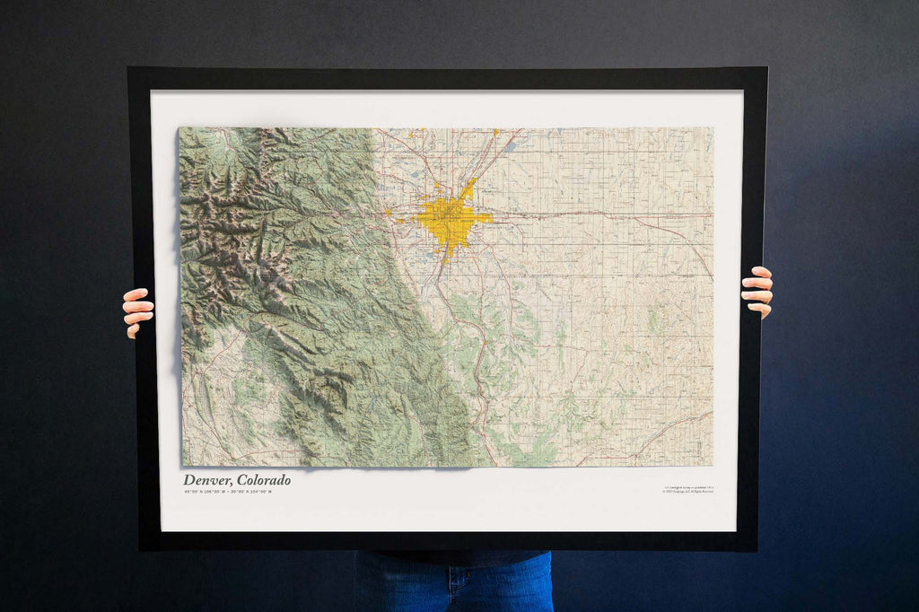 Denver Colorado shaded relief map