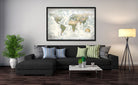 giant push pin world map canvas