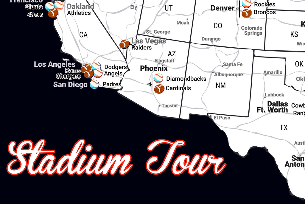 stadium tour framed map