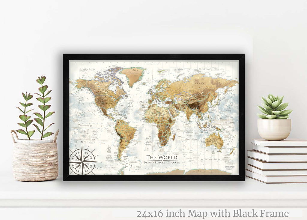 small world map antique style
