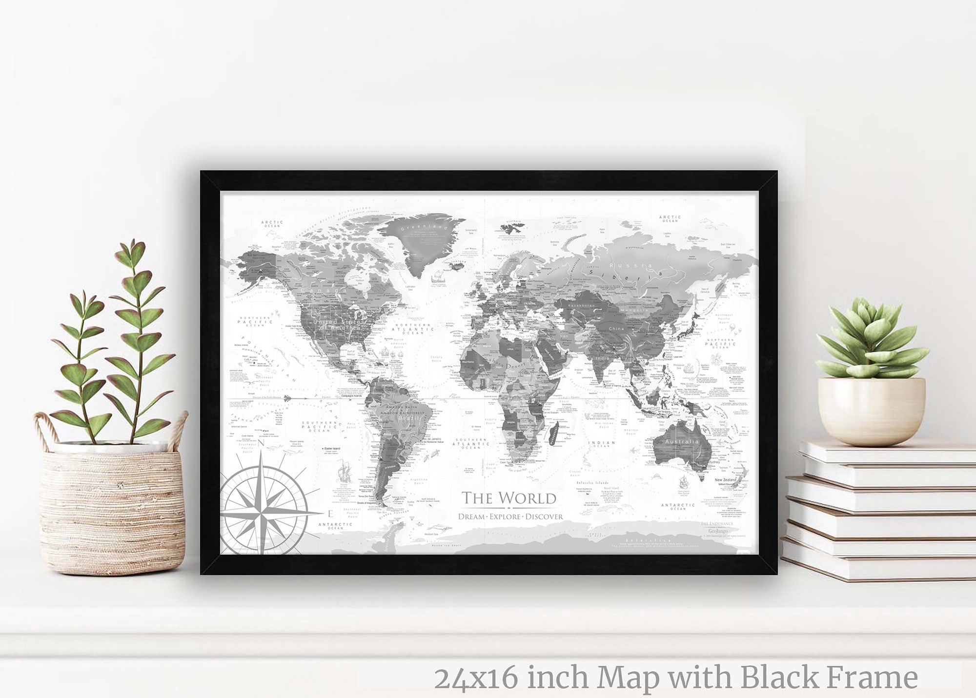 small framed world map