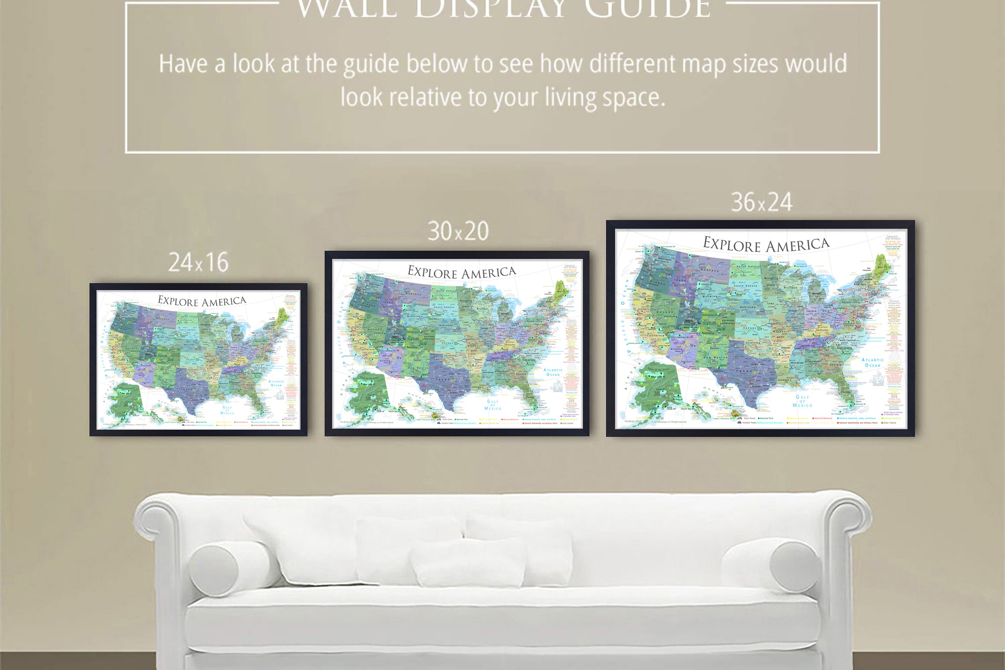 national parks wall map