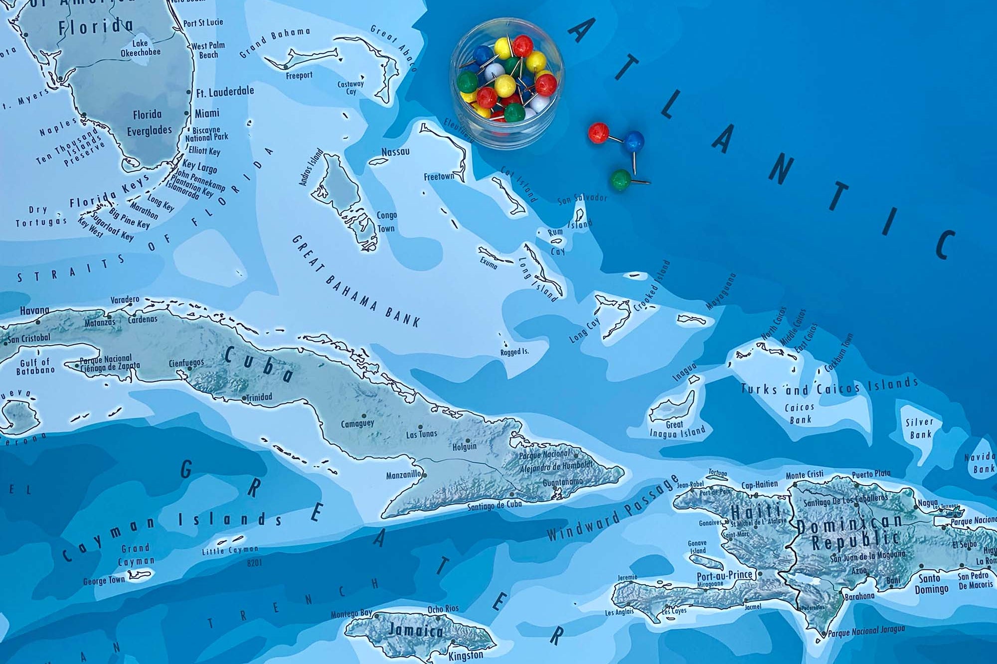 Caribbean Pin Board Map